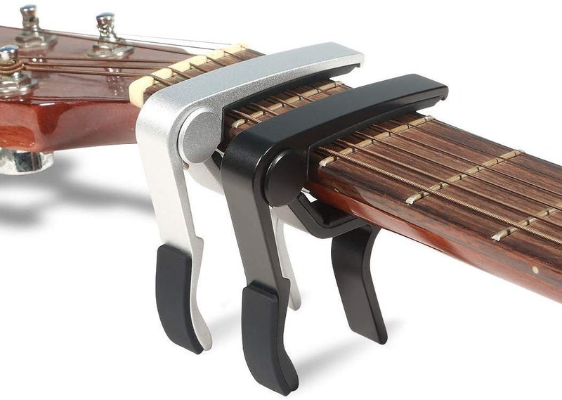 Wingo كابو ونجو لآلات الجيتار الصوتية والكهربائية ذات 6 أوتار مع 5 ريش مجانية، فضي - Image 5